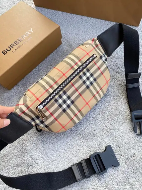 Official First Bag Ru Check Bum Bonded Cotton Medium Bag BURBERRY Vintage 0607